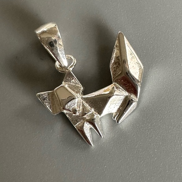 Sterling Silver Dainty Origami Fox Pendant - Picture 4 of 6
